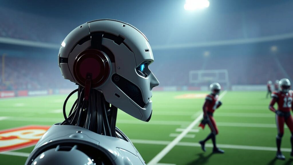 AI robot that liiks like a coach on a football field